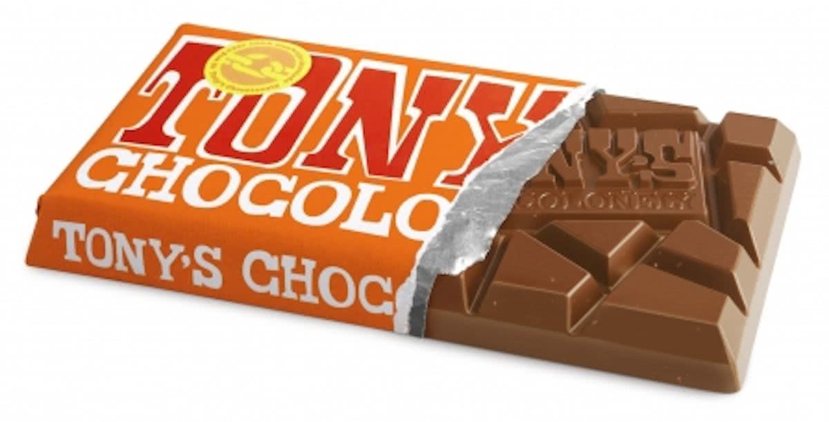 Tonys chocolonely set van 6 /melk caramel zeezout.